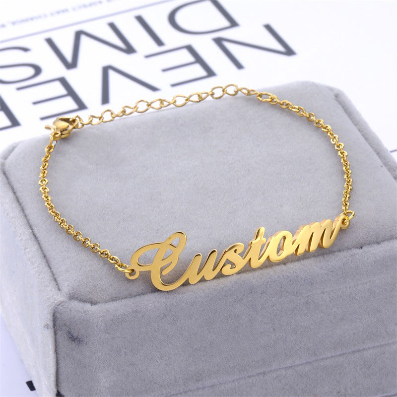 Personalized DIY custom name bracelet stainless steel jewelry handmade ladies jewelry 9 font custom name bracelet