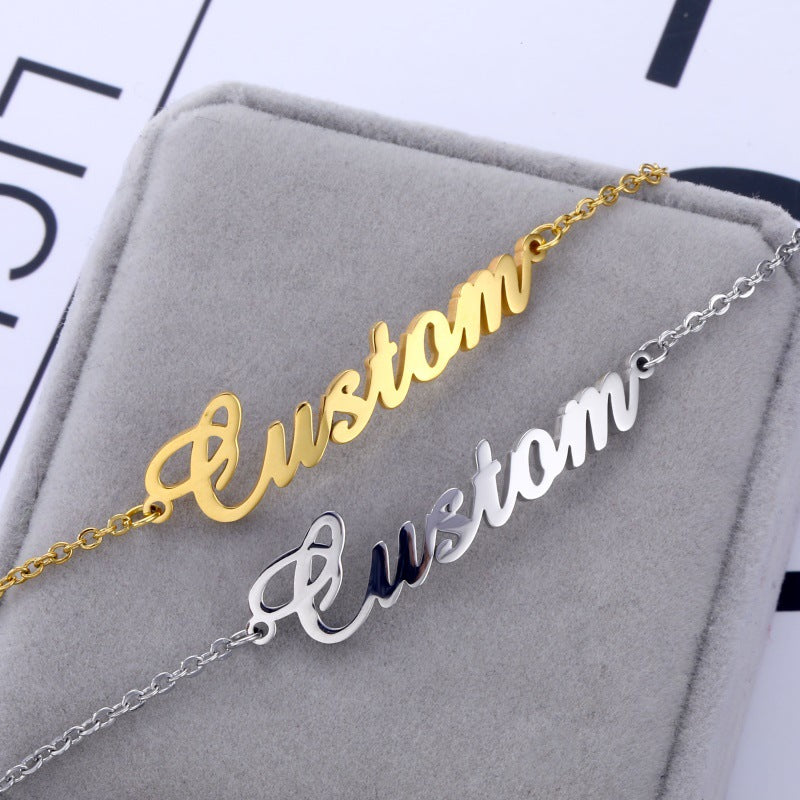 Personalized DIY custom name bracelet stainless steel jewelry handmade ladies jewelry 9 font custom name bracelet