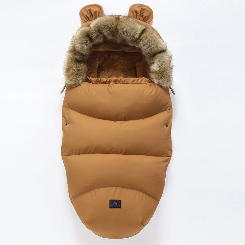 Baby's anti-kick, newborn baby stroller, sleeping bag, safe care, baby sleep thickening, warmth and cold protection