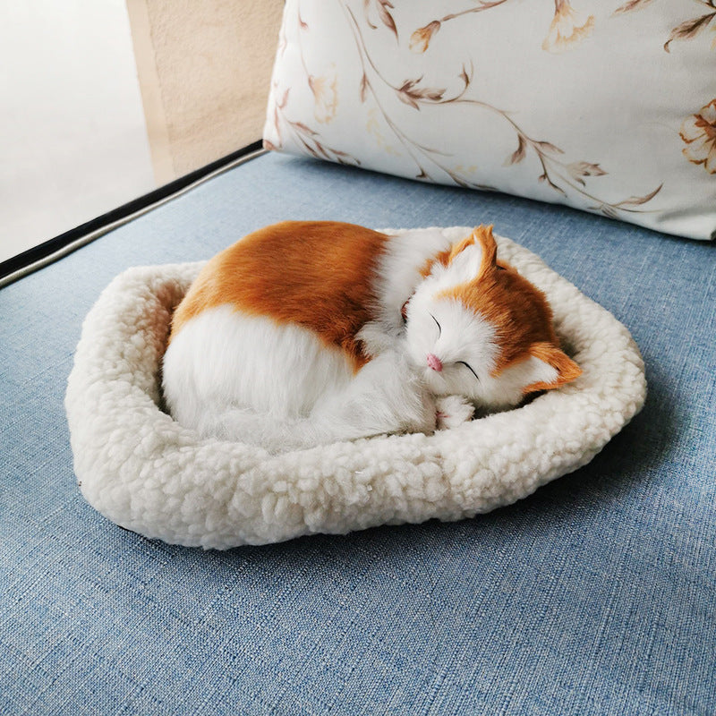 Breathing cat simulation cat model ornaments plush sleeping dog home decoration ornaments photography props crafts