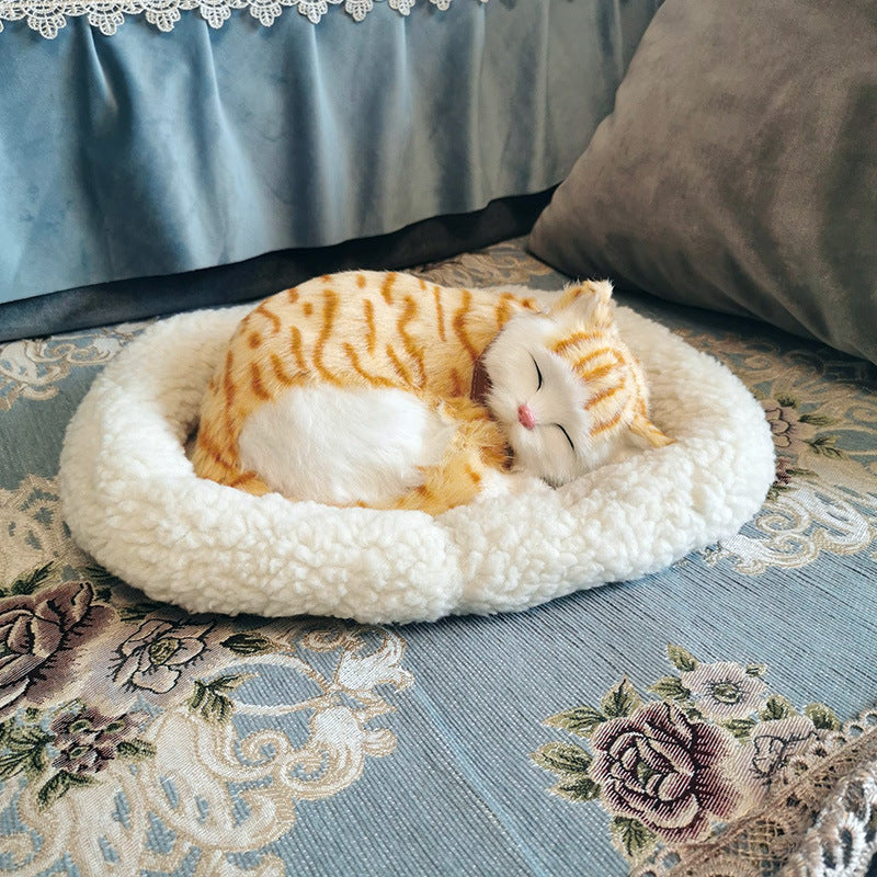 Breathing cat simulation cat model ornaments plush sleeping dog home decoration ornaments photography props crafts
