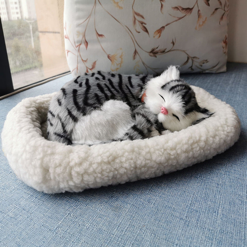 Breathing cat simulation cat model ornaments plush sleeping dog home decoration ornaments photography props crafts