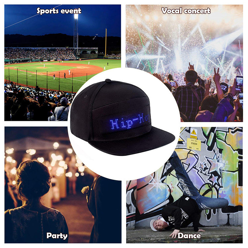 APP hat editable text LED luminous hat men and women stage personality nightclub bar hip hop hat wholesale