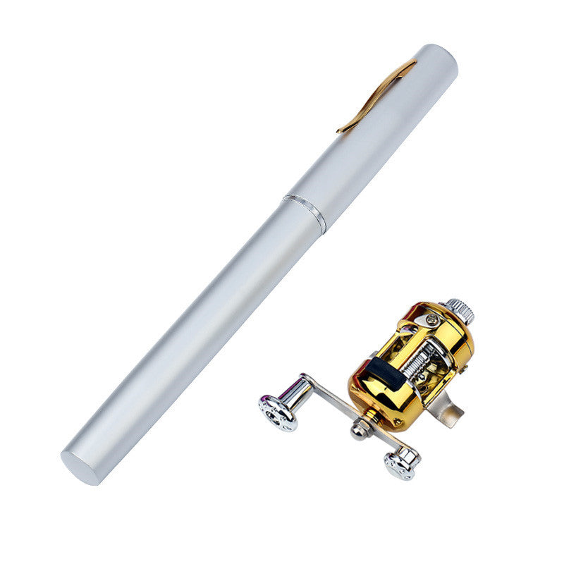 American fishing aluminum alloy pen fishing rod mini portable pocket small fishing rod ice raft fishing bridge fishing 1 meter A-P