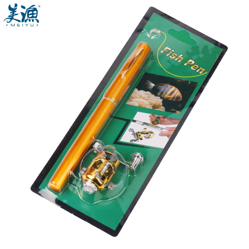 American fishing aluminum alloy pen fishing rod mini portable pocket small fishing rod ice raft fishing bridge fishing 1 meter A-P