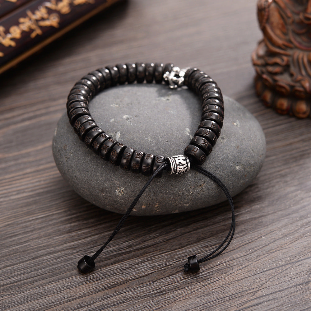 AMIU Tibetan buddhism Vajra Charm White Copper Prayer Bell Natural Coconut Shell Beads Handmade Bracelet For Man And Women
