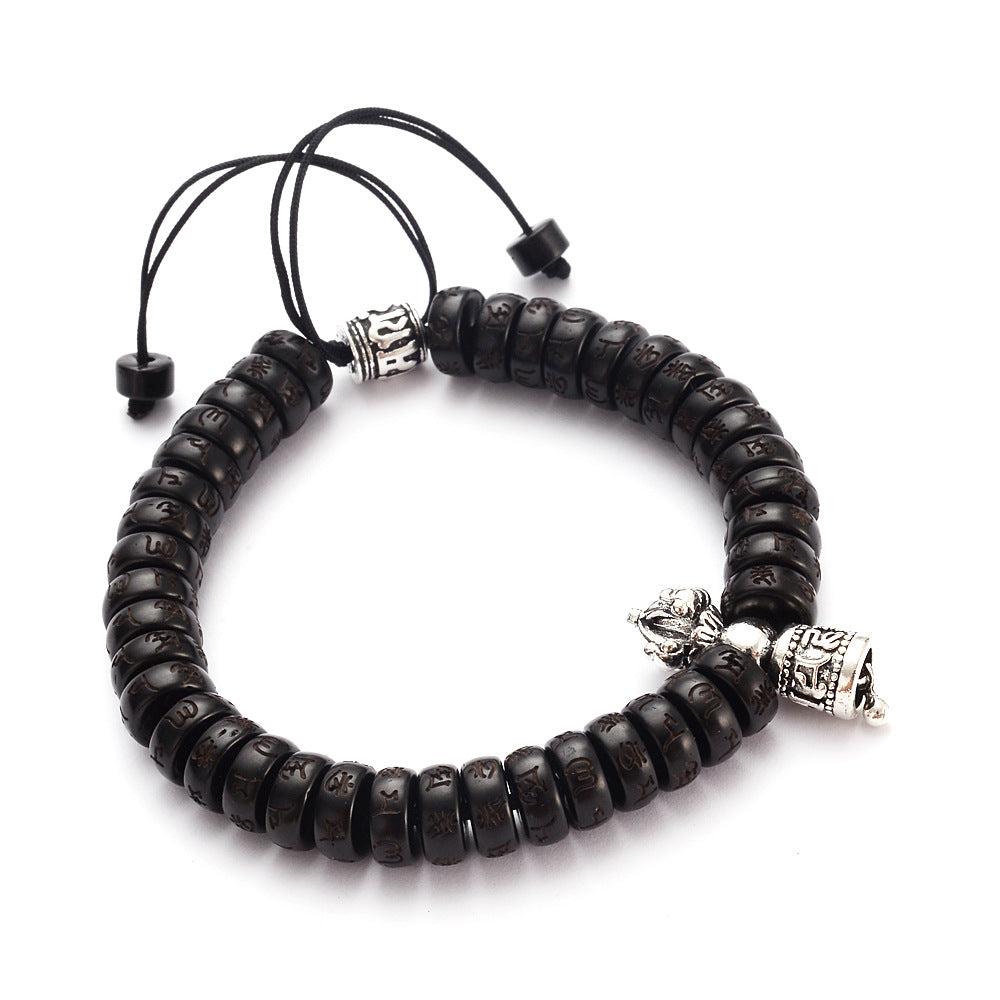 AMIU Tibetan buddhism Vajra Charm White Copper Prayer Bell Natural Coconut Shell Beads Handmade Bracelet For Man And Women