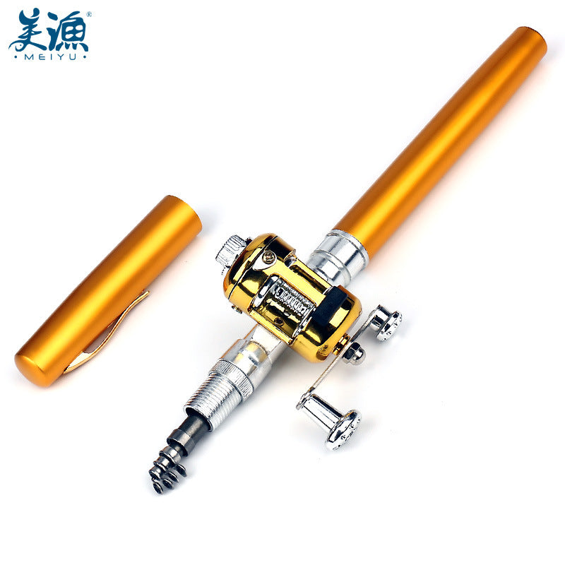 American fishing aluminum alloy pen fishing rod mini portable pocket small fishing rod ice raft fishing bridge fishing 1 meter A-P
