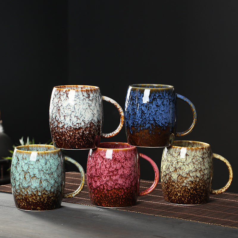 European retro ceramic mug water cup office cup milk cup kiln-changed glaze coffee cup personal cup gift wholesale