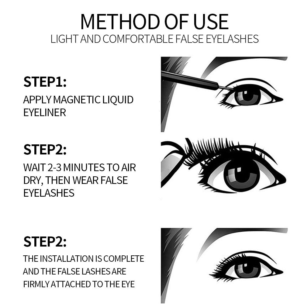 Cross-border magnet false eyelashes three pairs of self-adhesive liquid eyeliner set dense magnetic eyelashes set magnetic