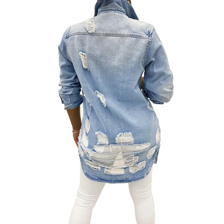 2025 wish ladies denim jacket ripped sexy thin denim jacket female jacket