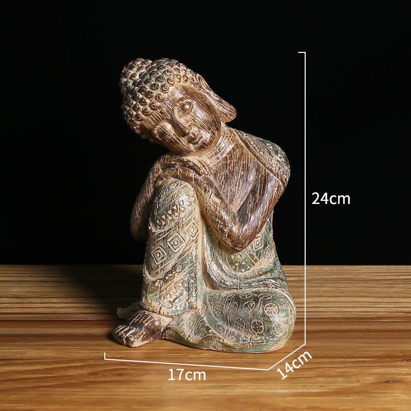 Southeast Asian style colored Buddha statue ornaments resin crafts Thai restaurant imitation bronze sleeping Buddha statue ornaments
