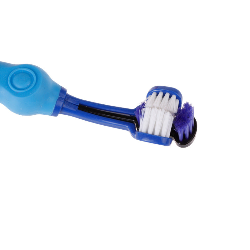 New three-head toothbrush for pets, multi-angle cleaning and removing dental calculus
