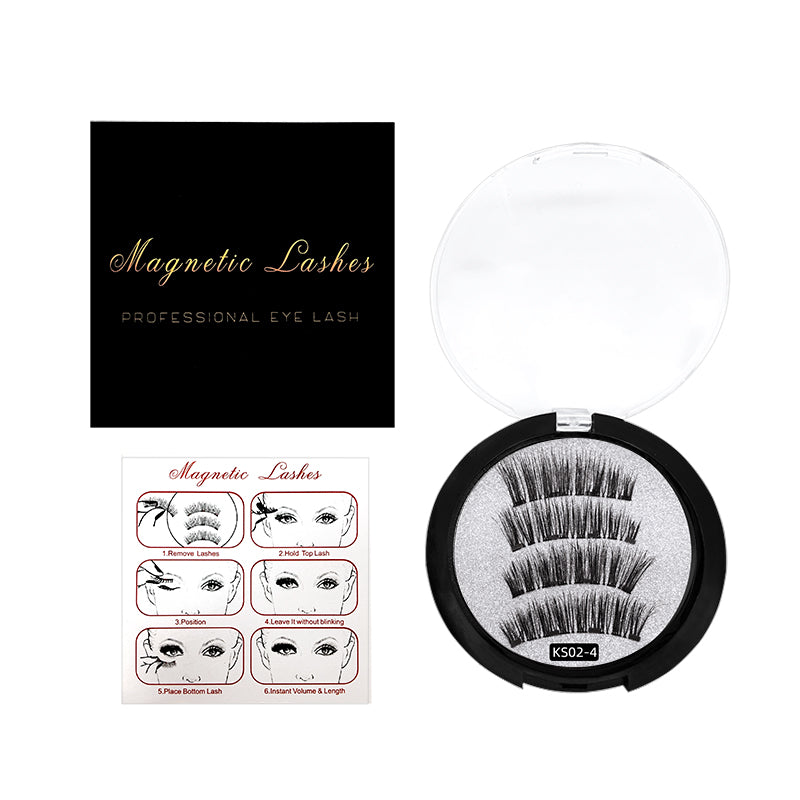 Four magnetic false eyelashes set natural simulation waterproof quantum magnetic eyelashes free makeup removal magnetic eyelashes