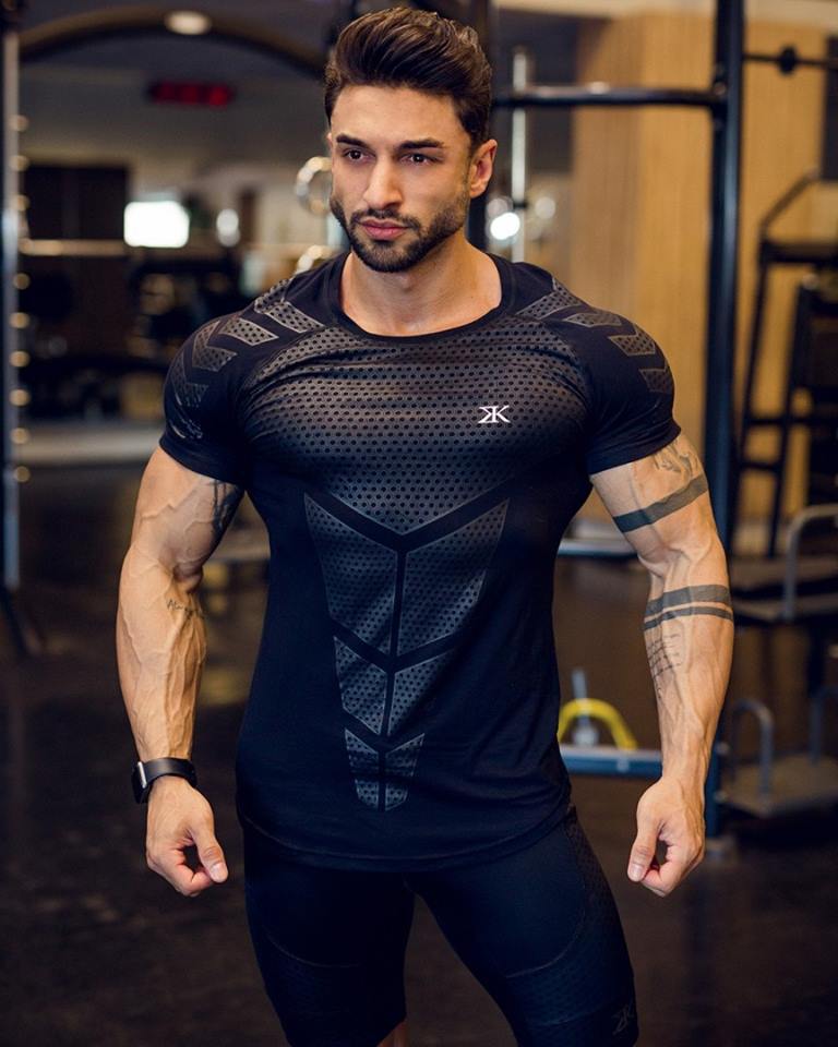 Fitness clothes coach sports t-shirt muscle tights male brothers high-elastic training quick-drying short-sleeved fitness clothes men