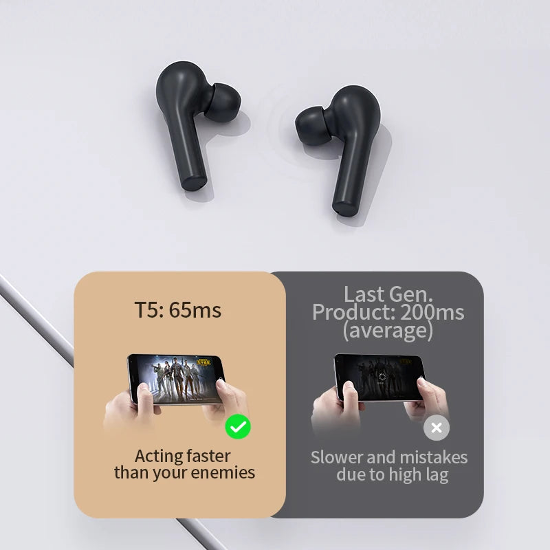 QCY T5 Wireless Bluetooth Headphones V5.0 Touch Control Earphones Stereo HD talking with 380mAh battery-
