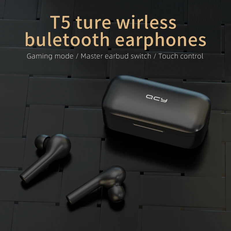 QCY T5 Wireless Bluetooth Headphones V5.0 Touch Control Earphones Stereo HD talking with 380mAh battery-