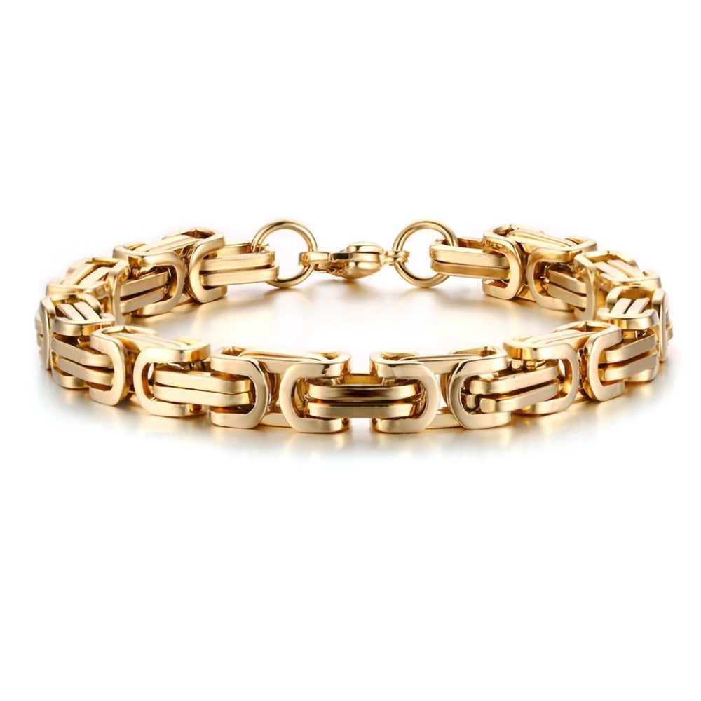 European and American titanium steel emperor chain bracelet stainless steel square buckle color Taigang bracelet handmade motorcycle bracelet wholesale