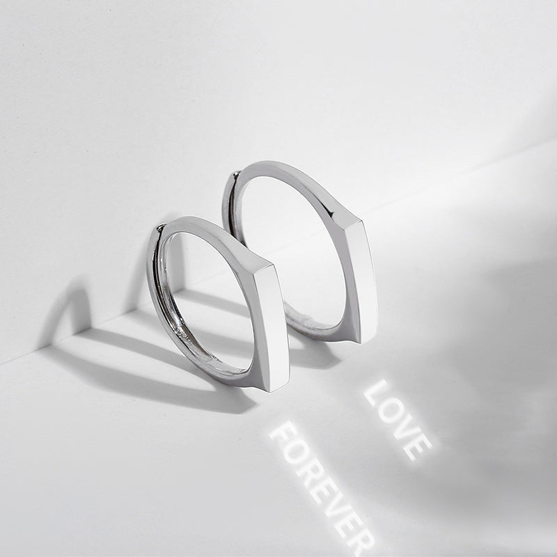 S925 sterling silver projection couple ring does not fade, niche ins style, simple, in the name of light, couple rings for men and women