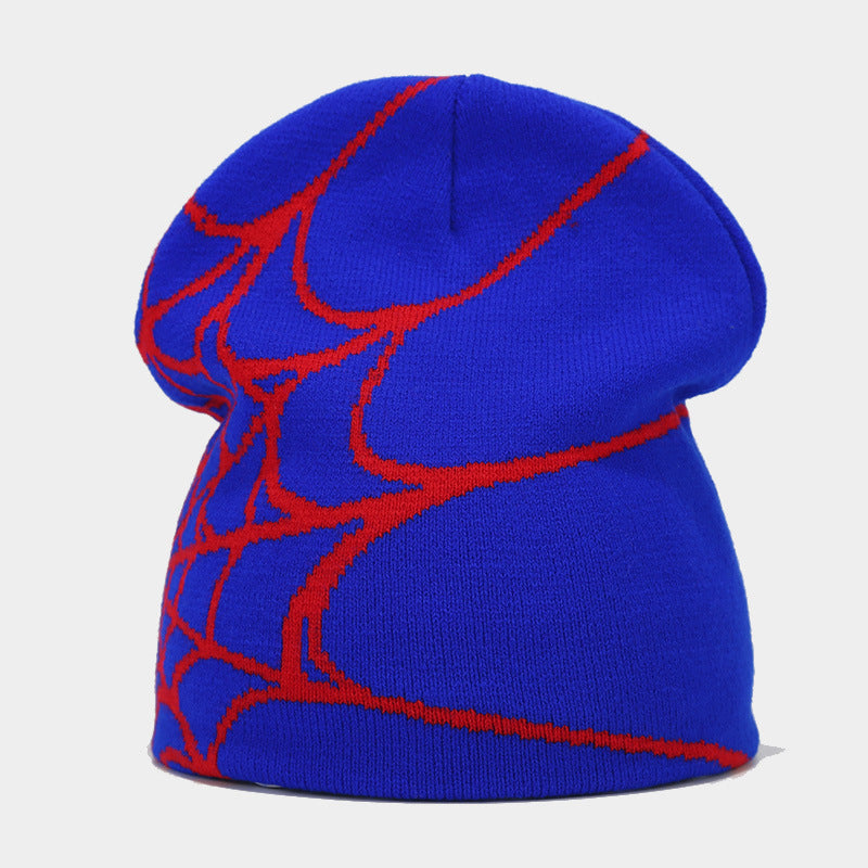 Amazon hot sale Gothic style spider web jacquard knitted hat men hip hop outdoor warm hat women wool hat trend