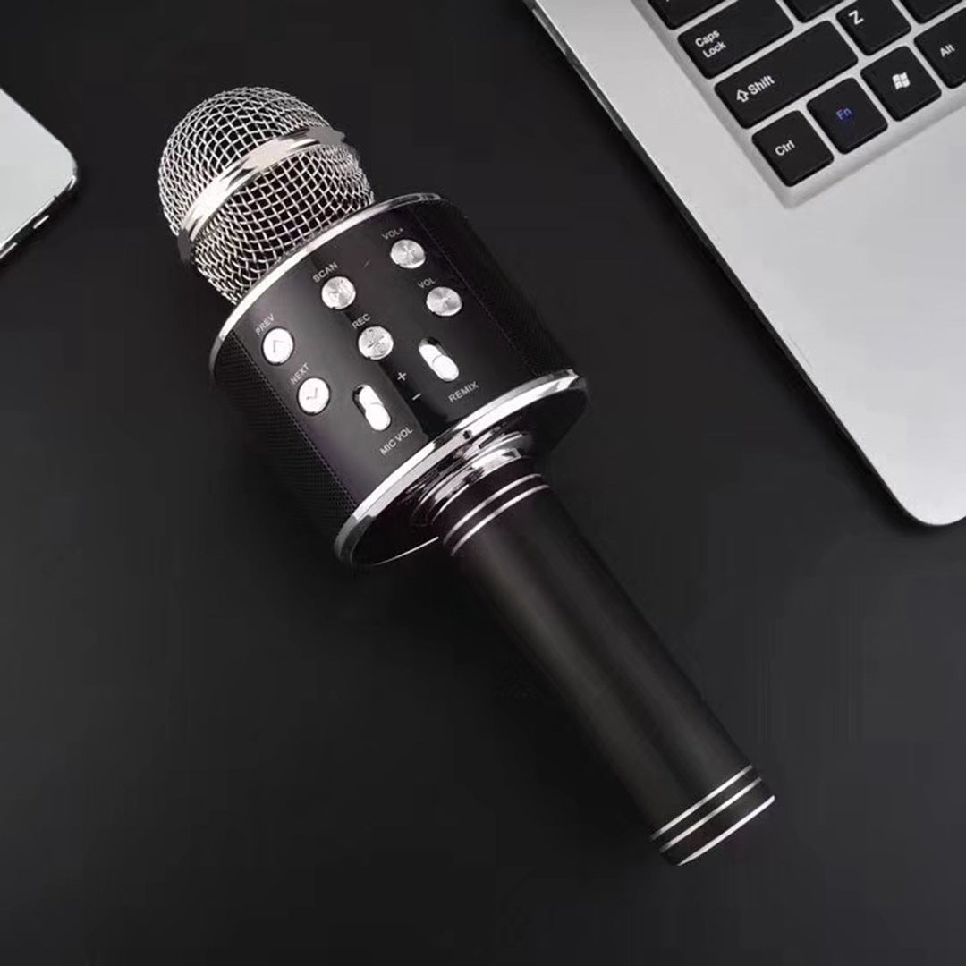 Cross-border 858 microphone speaker integrated microphone wireless Bluetooth karaoke children singing universal handheld microphone