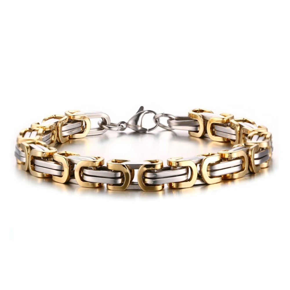 European and American titanium steel emperor chain bracelet stainless steel square buckle color Taigang bracelet handmade motorcycle bracelet wholesale