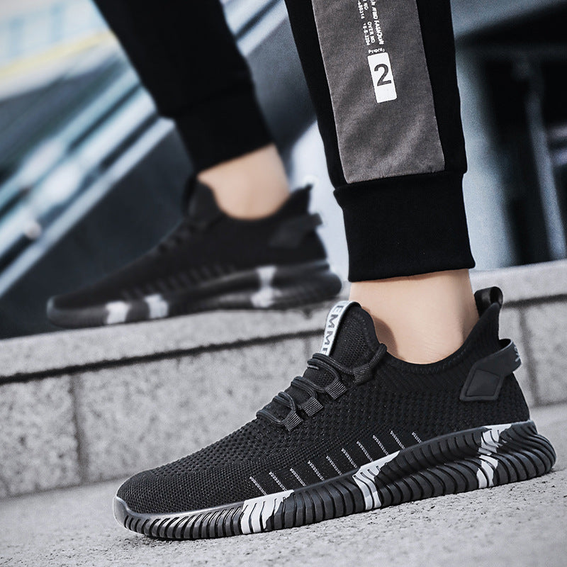 2023 summer new mesh shoes flying woven shoes casual sports shoes breathable board shoes lightweight slip-on running shoes men's shoes