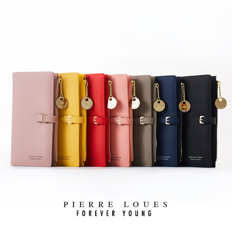 pierre loues new style ladies wallet Korean solid color ladies clutch large capacity ladies wrist bag