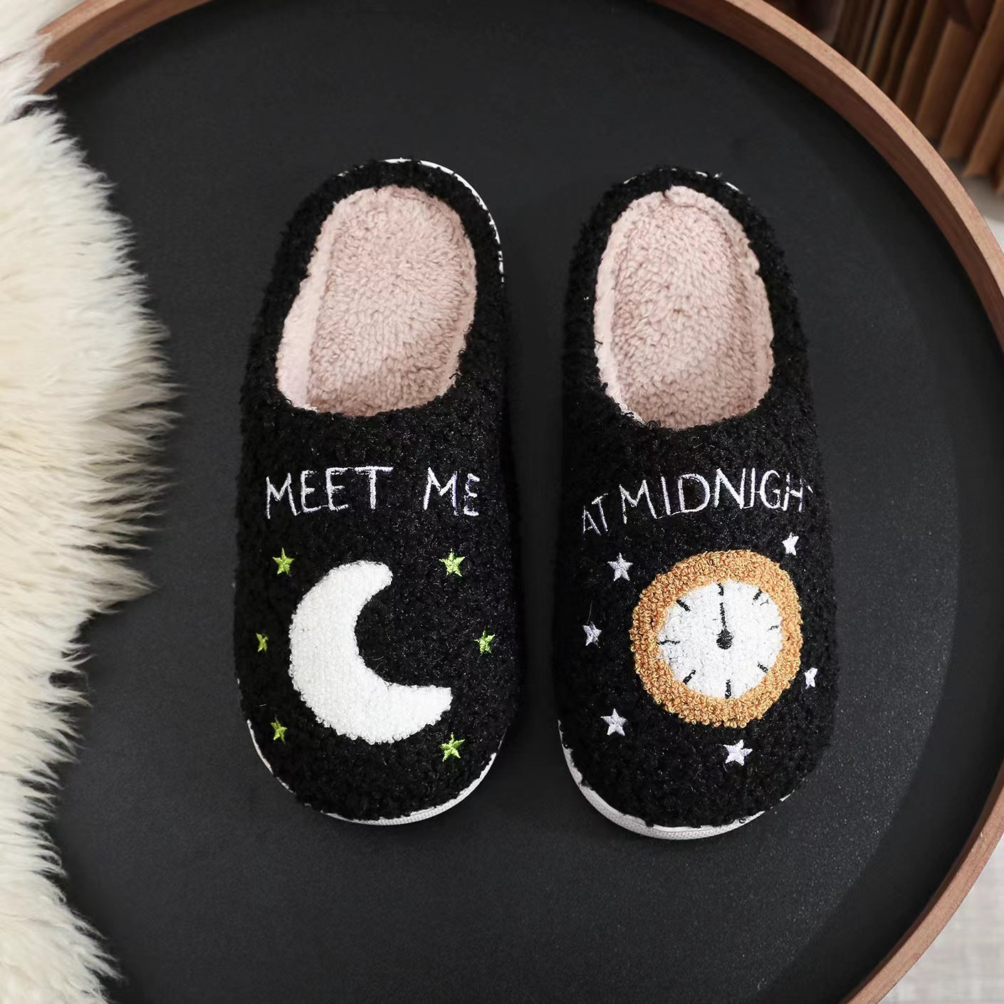 Cross-border popular moon cotton slippers for women wholesale indoor home moon clock couple indoor warmth
