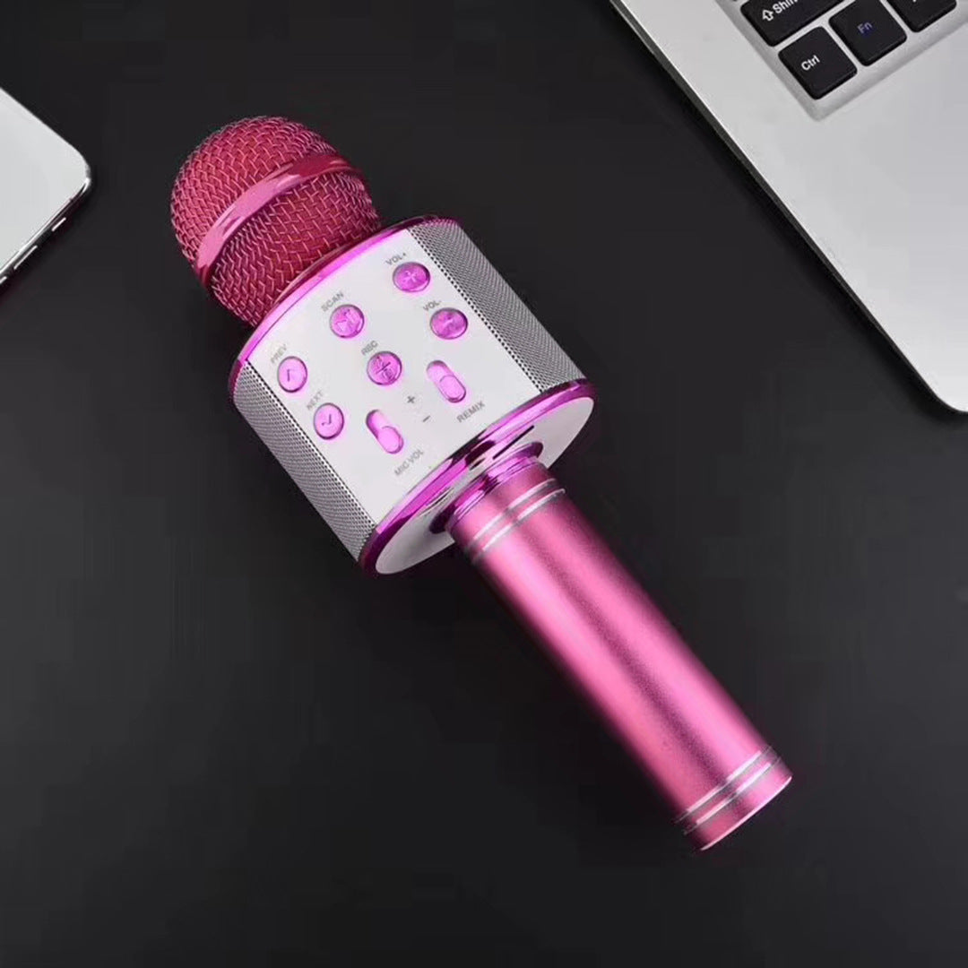 Cross-border 858 microphone speaker integrated microphone wireless Bluetooth karaoke children singing universal handheld microphone