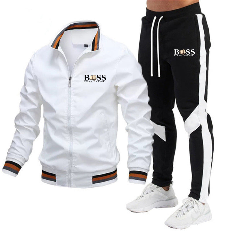 2025 new men's jacket suit casual suit splicing trousers bomber jacket high quality jacket suit