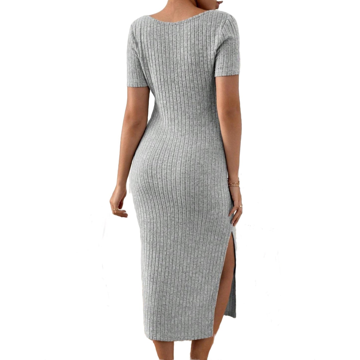 Cross-border foreign trade Amazon European and American pregnant women cross-border foreign trade ribbed knitted round square neck short-sleeved pregnant women jumpsuit