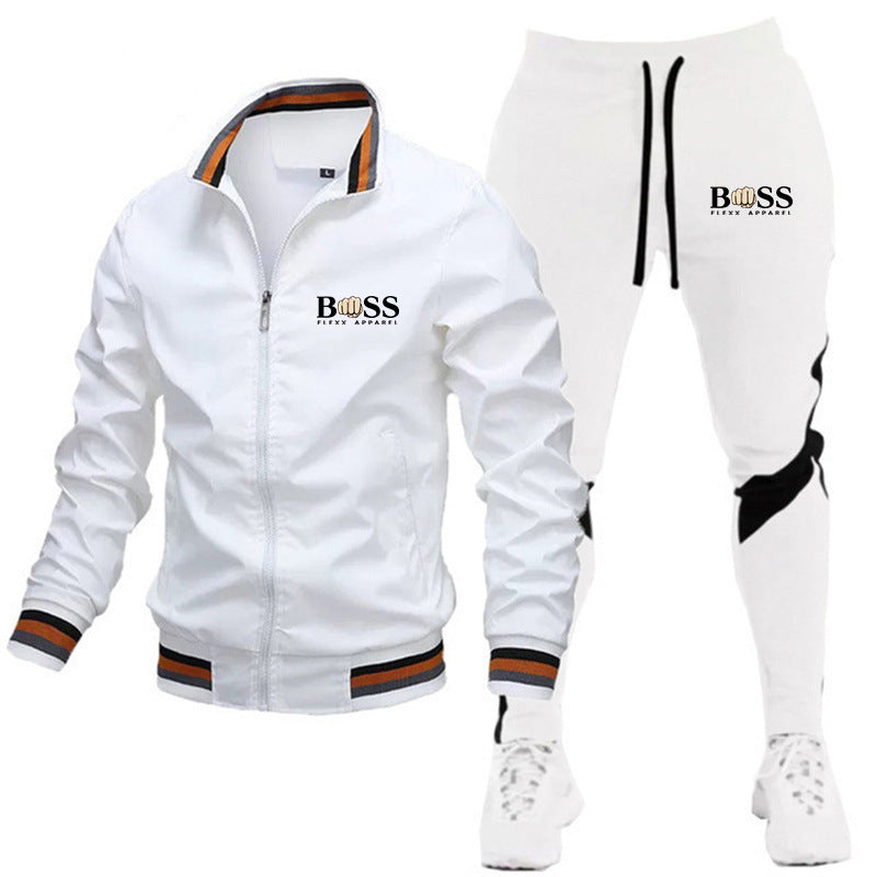 2025 new men's jacket suit casual suit splicing trousers bomber jacket high quality jacket suit
