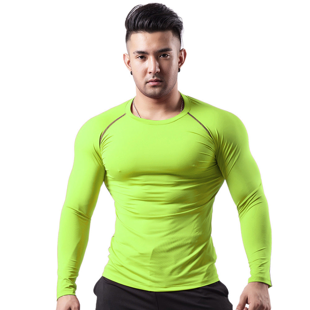 Velvet warm fitness clothes for men in autumn and winter high elastic breathable quick-drying clothes sweaty basketball running long-sleeved sportswear