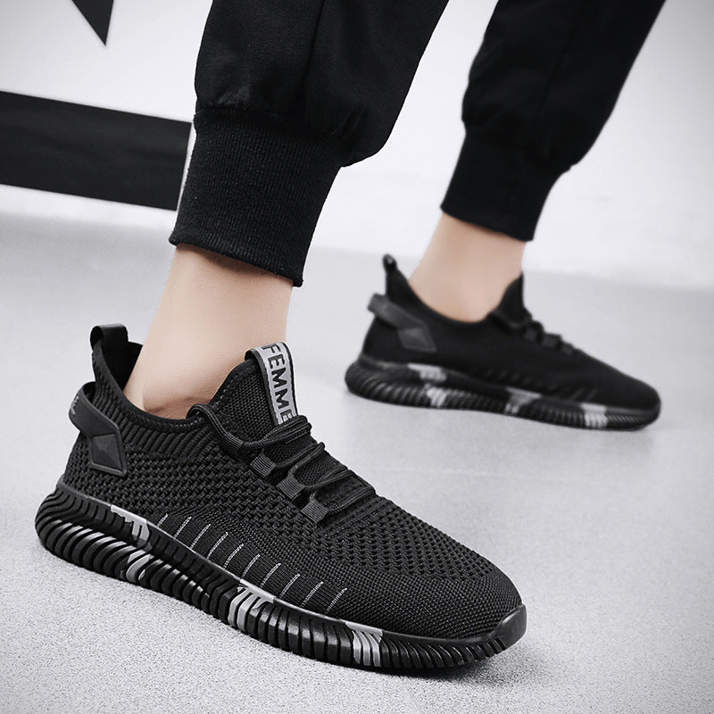 2023 summer new mesh shoes flying woven shoes casual sports shoes breathable board shoes lightweight slip-on running shoes men's shoes