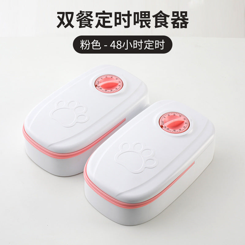 Pet bowl smart timer cat feeder quantitative dry and wet food double meal separation home dog automatic feeding