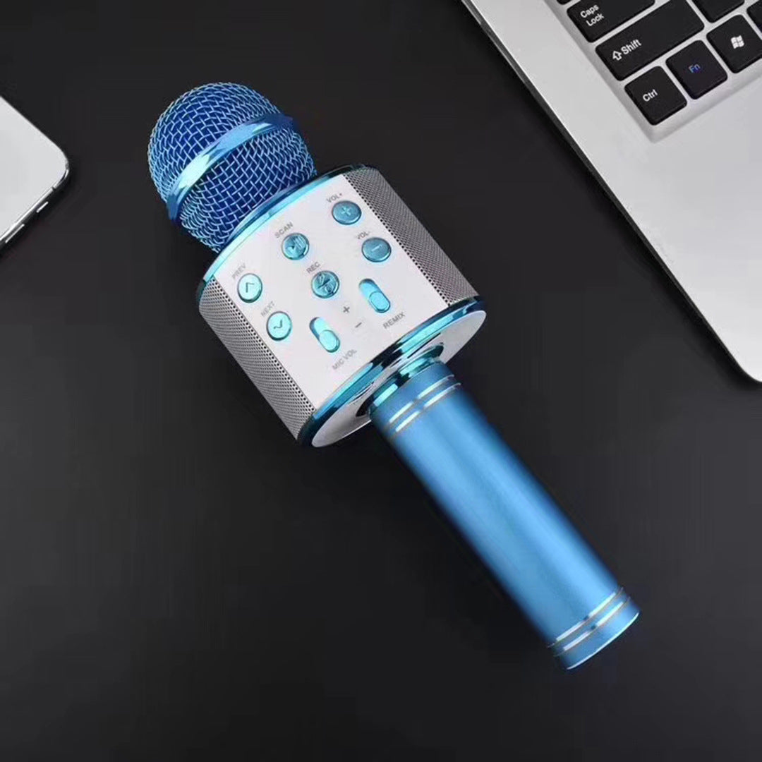 Cross-border 858 microphone speaker integrated microphone wireless Bluetooth karaoke children singing universal handheld microphone