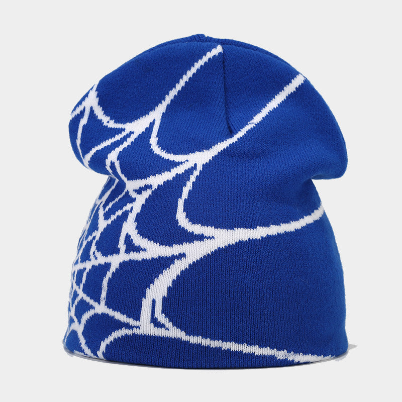 Amazon hot sale Gothic style spider web jacquard knitted hat men hip hop outdoor warm hat women wool hat trend