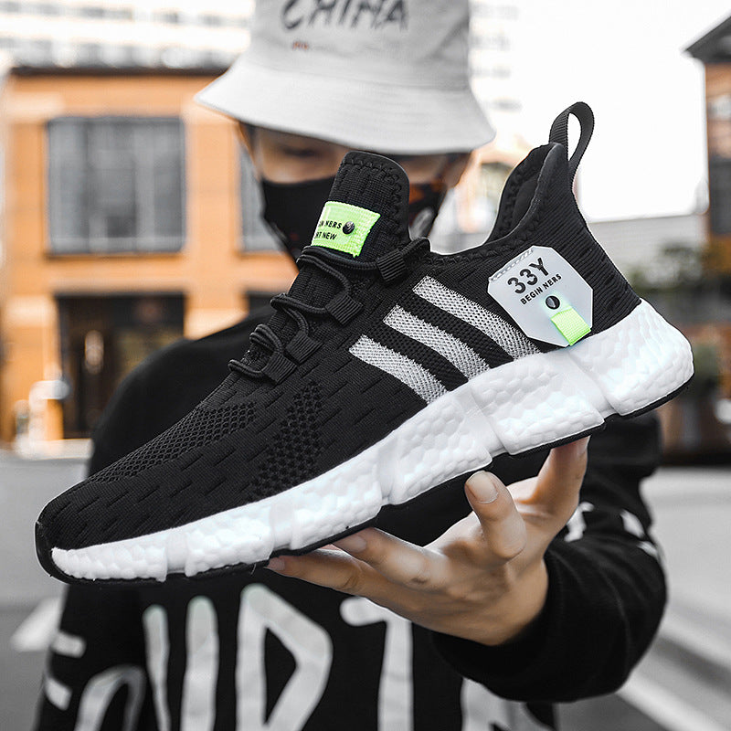 Men's shoes sports shoes summer shoes running shoes flying woven breathable running shoes lightweight mesh men's casual shoes men