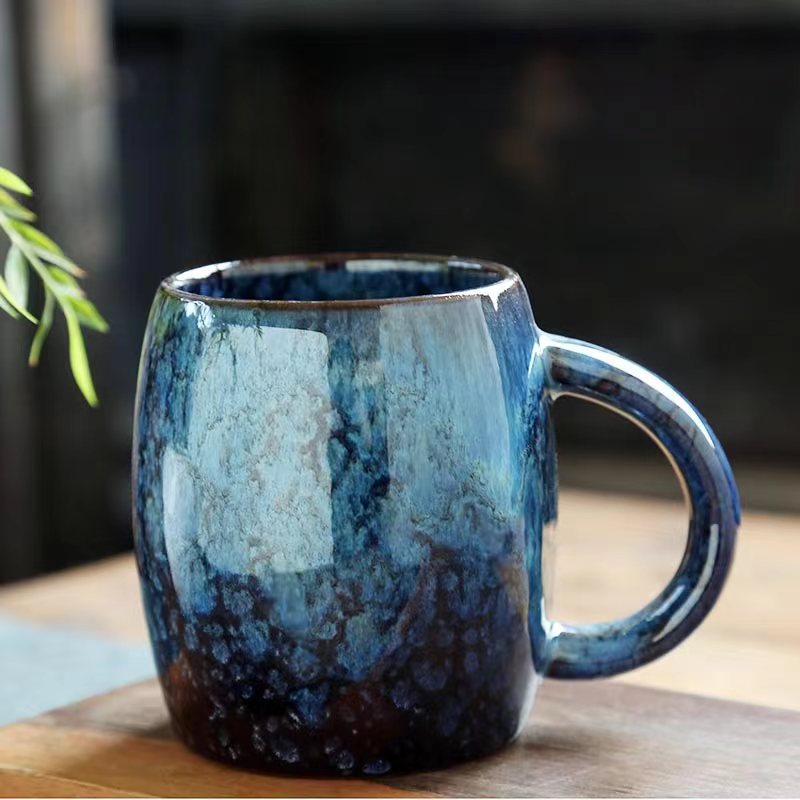 European retro ceramic mug water cup office cup milk cup kiln-changed glaze coffee cup personal cup gift wholesale