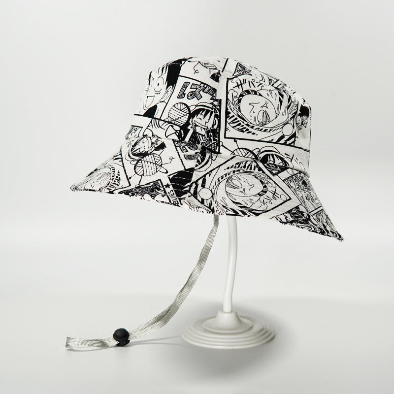 2025 new anime print fisherman hat Japanese men and women out leisure basin hat sun hat tide