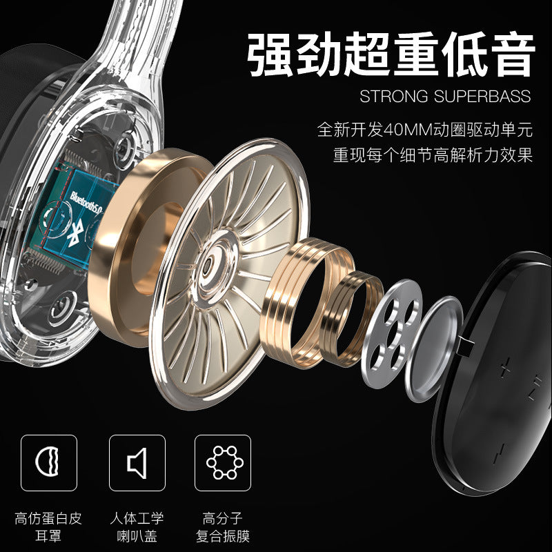 Shantou factory direct sales wireless sports student earphones head-mounted silicone bluetooth earphones for Apple Huawei