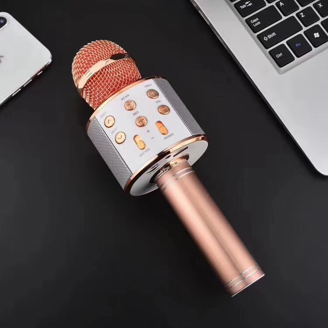 Cross-border 858 microphone speaker integrated microphone wireless Bluetooth karaoke children singing universal handheld microphone