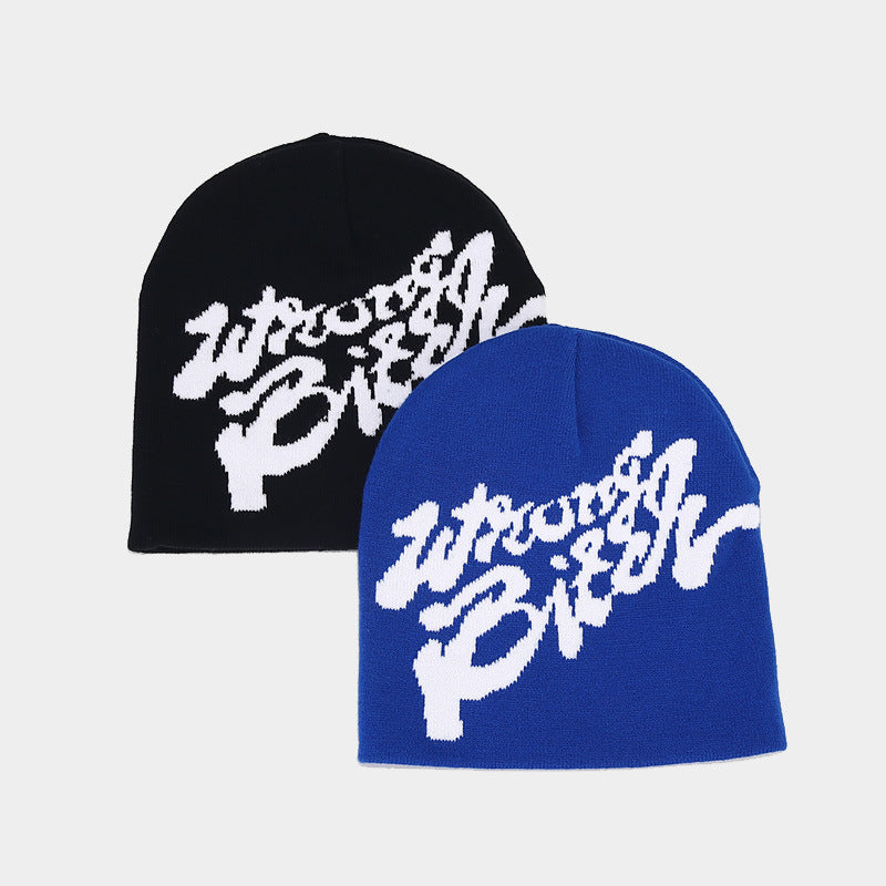 Cross-border European and American new hip-hop letter jacquard knitted hat men and women autumn and winter warm wool hat outdoor trend cold hat