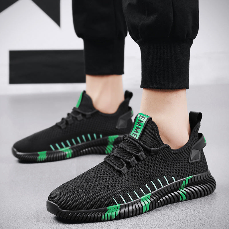 2023 summer new mesh shoes flying woven shoes casual sports shoes breathable board shoes lightweight slip-on running shoes men's shoes