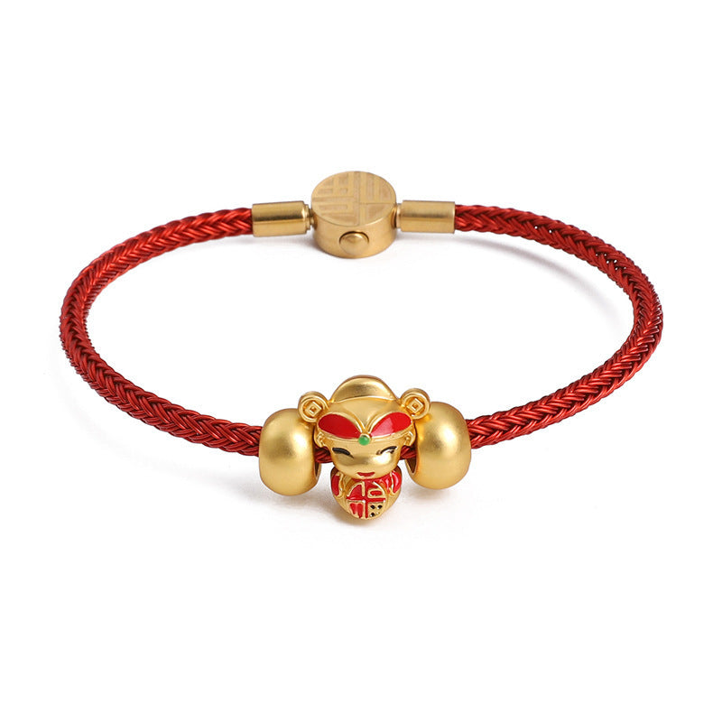 Braided rope bracelet red rope zodiac year fortune handmade DIY bracelet jewelry accessories semi-finished red bracelet