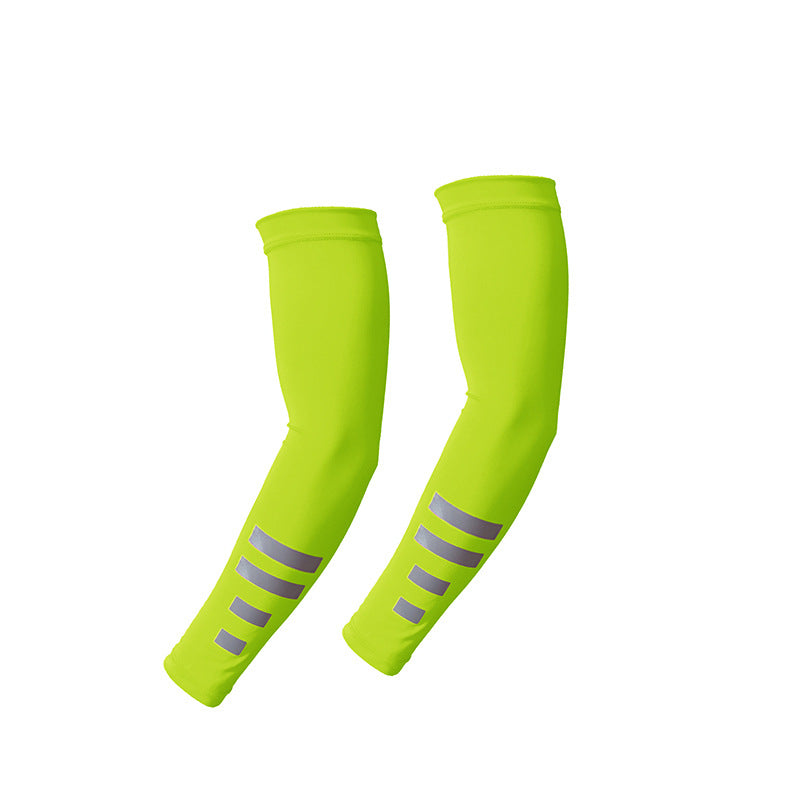 Summer outdoor sun protection sleeves breathable quick-drying cycling arm sleeves night running sports protective gear reflective solid color ice silk sleeves