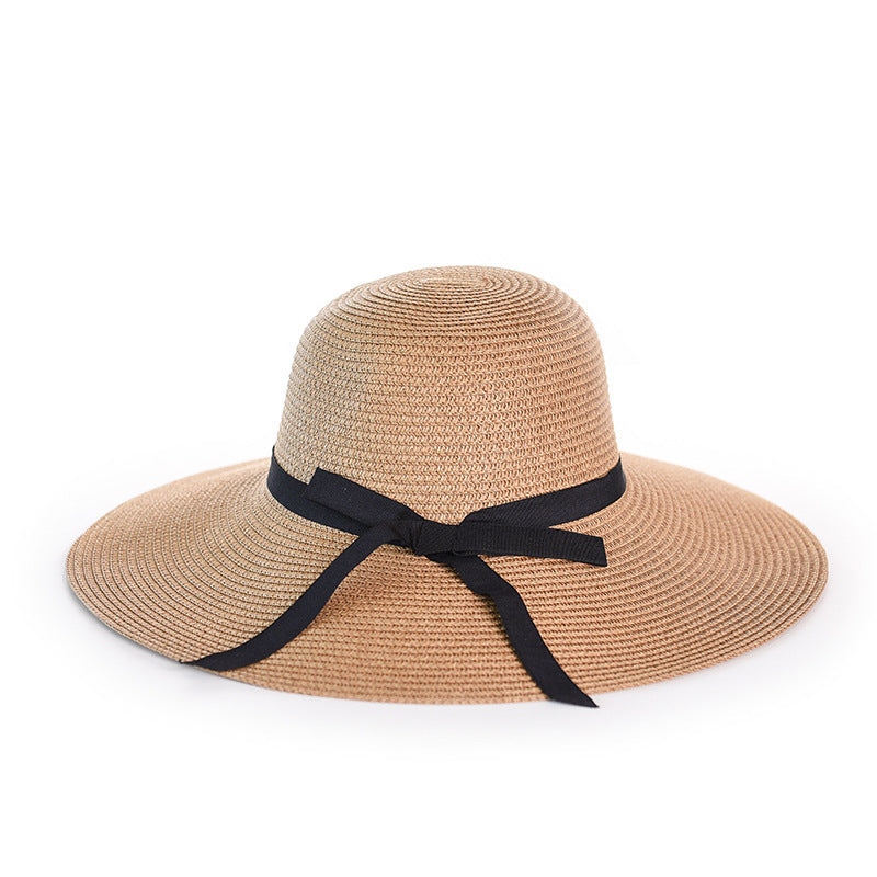 2021 summer hat ladies big-edge bow sun hat female straw hat outdoor travel UV sun hat
