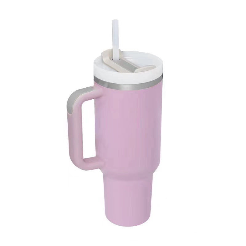 Cross-border car cup 40oz second generation handle cup thermos cup double layer ice cup water cup straw cup logo wholesale