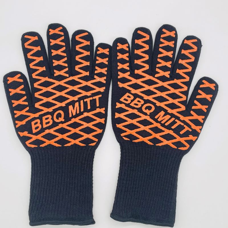 Silicone Insulated BBQ High Temperature Resistant Gloves Kitchen Baking Flame Retardant Fireproof Non-slip Microwave Oven Anti-scalding Gloves